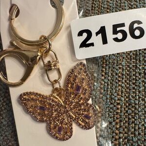 2156 Rhinestone Butterfly Key Ring, Bag Charm